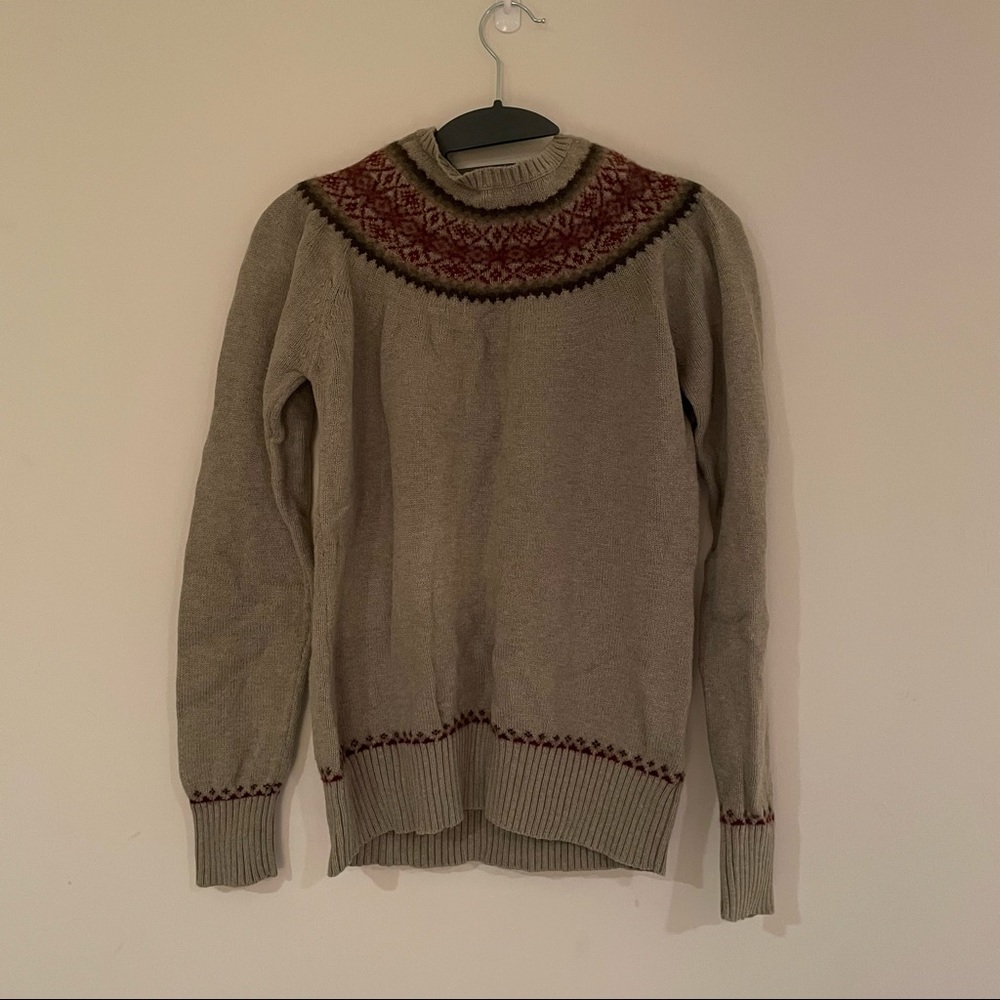 Green Cotton + Lamb’s Wool Sweater, Eddie Bauer, See Description